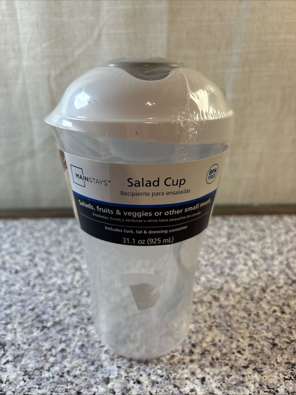 Plastic On - the - Go Salad Cup with Lid, Dressing Container and Fork BPA Free